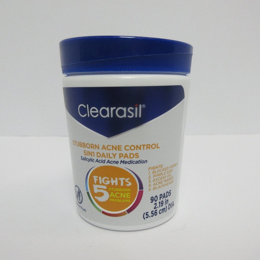 Clearasil 5 in 1 Daily Medicated Pads Stubborn Acne Control, 90ct